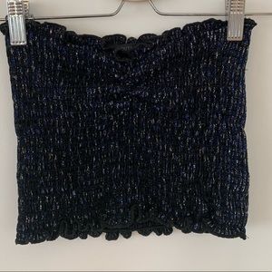 Urban Outfitters black and blue sparkly tube top